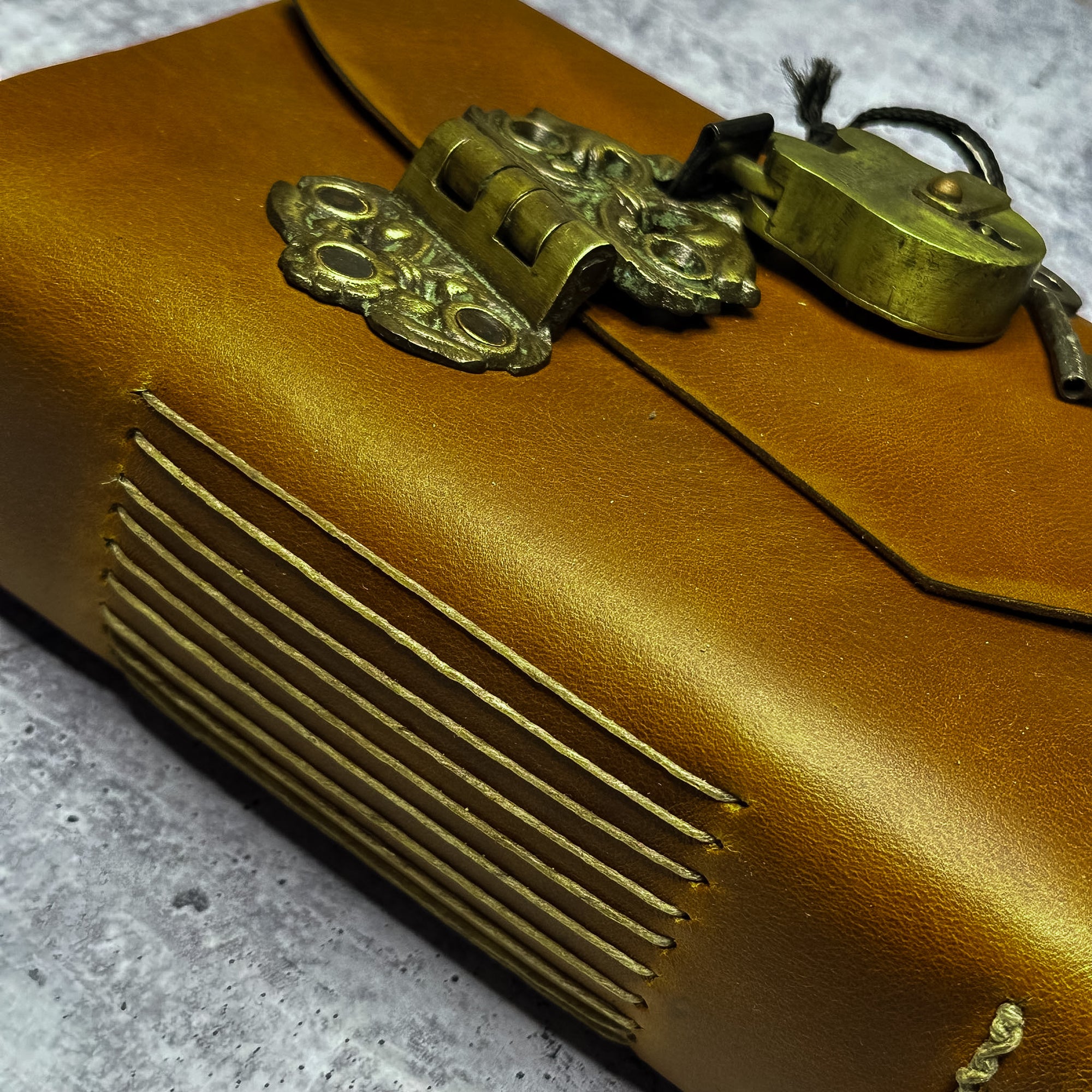Lucca - DOUBLE Butterscotch Horween/Artisan Paper/Padlock